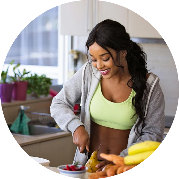 female slicing fruit